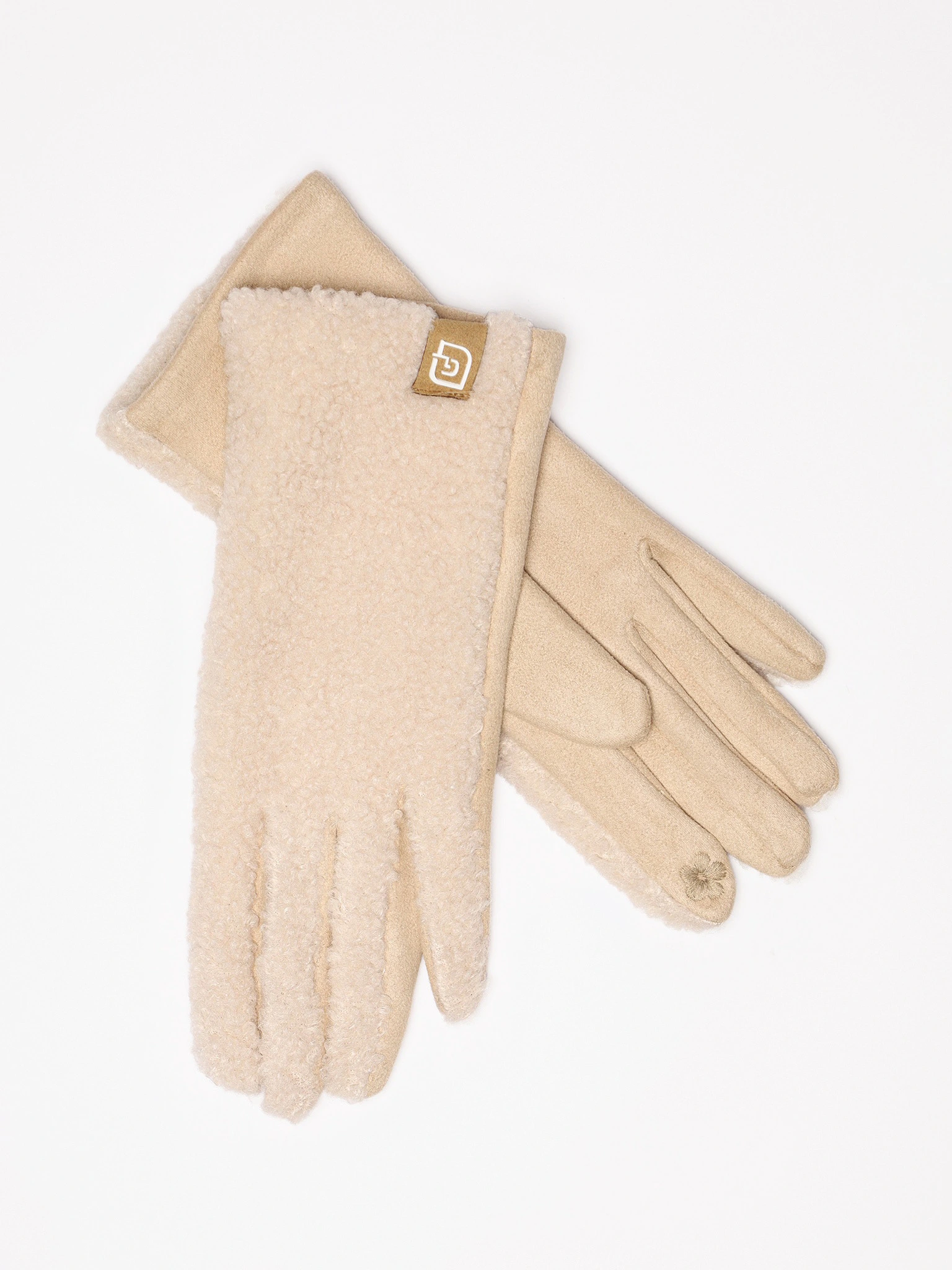 Перчатки комбинированные с декоративной нашивкой в ассортименте